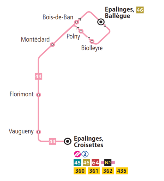 Plan de la ligne 44